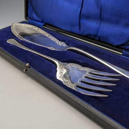 1910年頃 英国アンティーク シルバープレート製 フィッシュサーバーセット BOX入 Levesley Brothers